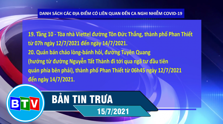 Bản tin trưa 15-7-2021