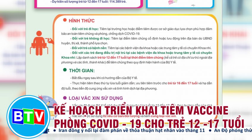 KẾ HOẠCH TIÊM VACCINE PHÒNG COVID - 19 CHO TRẺ EM 12- 17 TUỔI