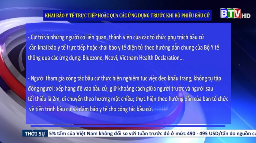 KHAI BÁO Y TẾ TRỰC TIẾP HOẶC QUA CÁC ỨNG DỤNG TRƯỚC KHI BỎ PHIẾU BẦU CỬ