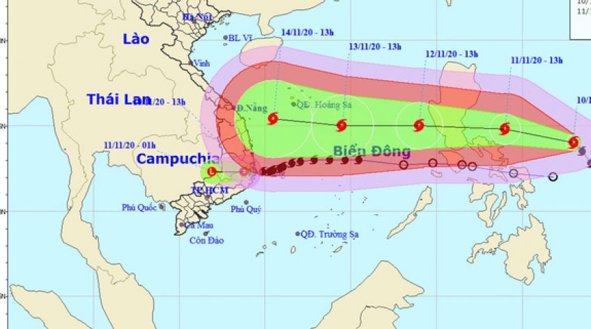 Bão Vamco tiếp tục mạnh lên, thẳng hướng Biển Đông