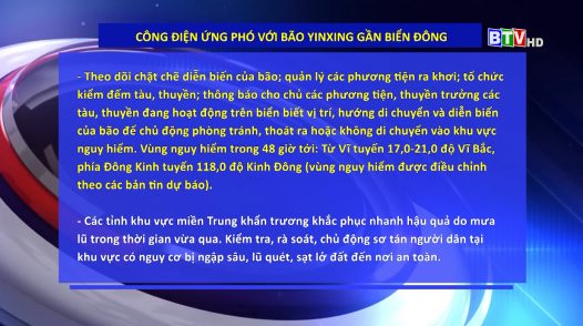 Công điện ứng phó với bão YINXING gần biển Đông