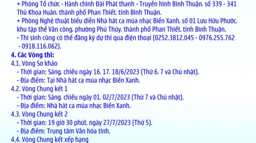 Thông tin, đăng ký Tiếng hát Truyền hình - Ngôi sao biển Bình Thuận 2023